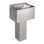 Gulvstående håndvask i rustfrit stål med forkant, fastgjort til væg