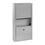 Vægmonteret forsyningsbeholder i rustfrit stål til papirhåndklæder med affaldsbeholder, montering på væg, børstet