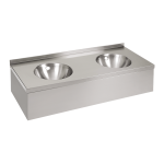 Væghængt dobbelt håndvask i rustfrit stål med frontpanel
