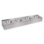 Vægophængt håndvask i rustfrit stål med forkant (4 vaskepladser)