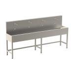 Vaskerende i rustfrit stål med 4 integrerede elektronikker, termostatventil, længde 2500 mm, 24 V DC