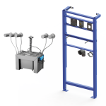 Sæt med 5 stk. automatiske vægmonterede sæbedispensere i rustfrit stål, 6 l centralt sæbebeholder, monteringsramme SLR 24 inkluderet, 230 V AC