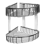 Dobbelt hjørnehylde i rustfrit stål, poleret finish