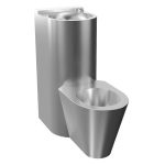 Hærværkssikret kombinationsenhed med integreret piezoelektronik, gulvstående toilet, servicelem, børstet, 24 V DC