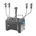 Sæt med 4 stk. automatiske sæbedispensere i rustfrit stål til bordplade, 6 l central sæbebeholder, 230 V AC