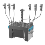 Sæt med 6 stk. automatiske sæbedispensere i rustfrit stål til bordplade, 6 l central sæbebeholder, 230 V AC