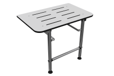 Brusesæde i rustfrit stål/HPL, vægmonteret, sammenklappeligt