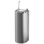 Drikkefontæne i rustfrit stål til gulvmontering med flaskepåfylder og køler