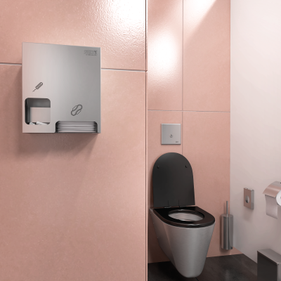 Rustfri dispenser til hygiejneartikler