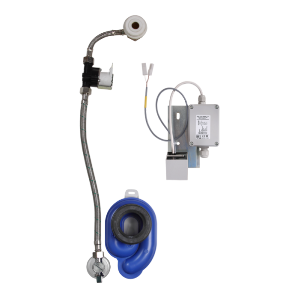 Radar flushing unit with integrated power supply on the mounting rail for urinal Roca Zoom / Inker, 230 V AC