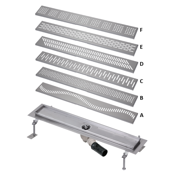 Badeværelsesafløb monteret i det åbne rum, 950 mm