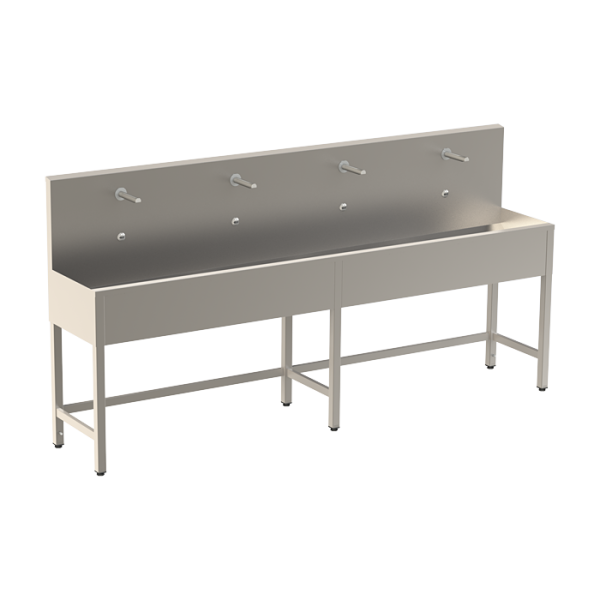 Vaskerende i rustfrit stål med 4 integrerede elektronikker, længde 2500 mm, 24 V DC