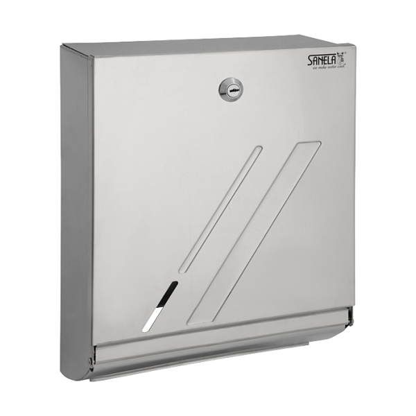 Dispenser i rustfrit stål til foldede papirhåndklæder, poleret