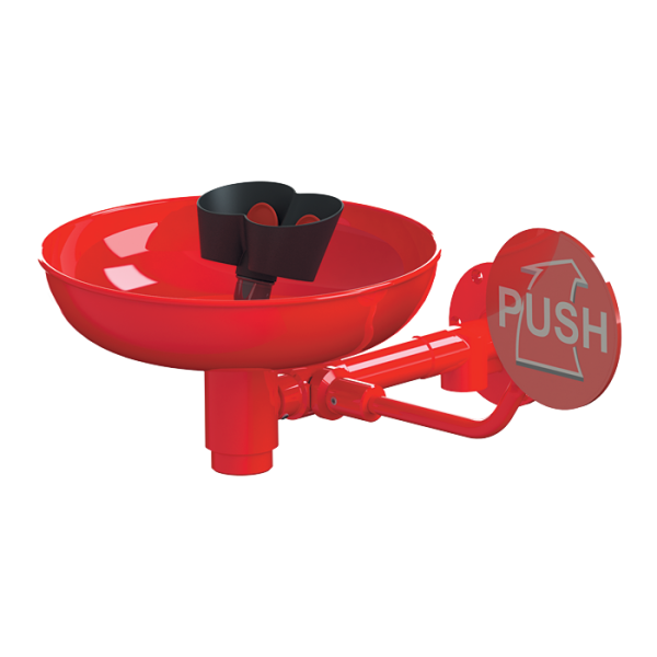 Øjenskyller i rustfrit stål med to sprayhoveder, skål og startgreb