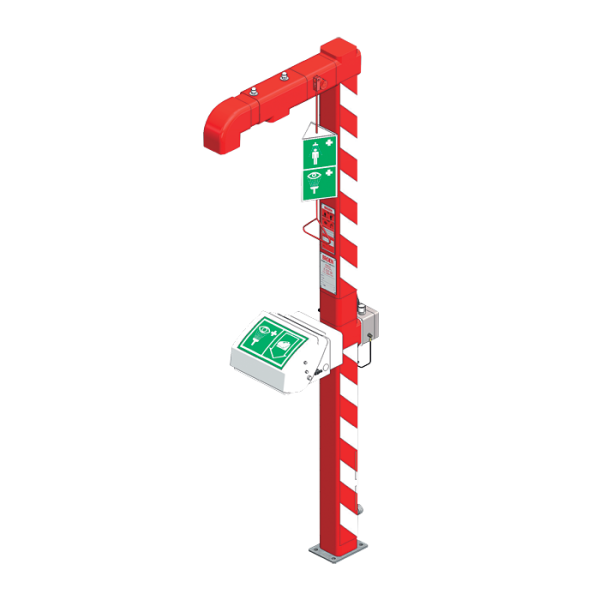 Fritstående udendørs krops- og øjenskyller med startgreb og opvarmning, ned til maks. -20°C
