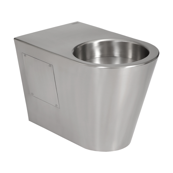Gulvstående toilet i rustfrit stål, afløb til gulv