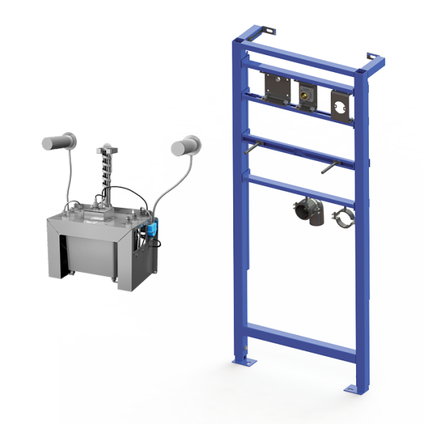 Sæt med 2 stk. automatiske væghængte sæbedispensere i rustfrit stål, 6 l central sæbebeholder, monteringsramme SLR 24 inkluderet, 230 V AC