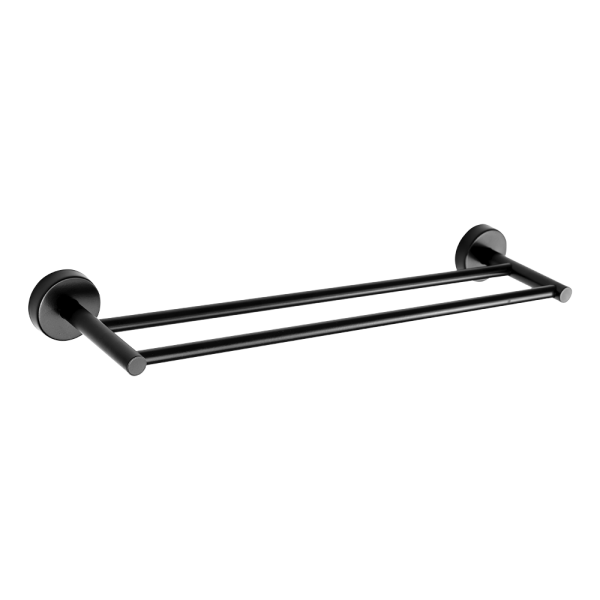 Dobbelt håndklædestang i rustfrit stål, sort mat finish