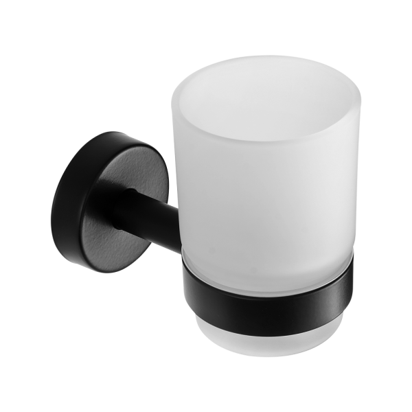 Glasholder i rustfrit stål, sort mat finish