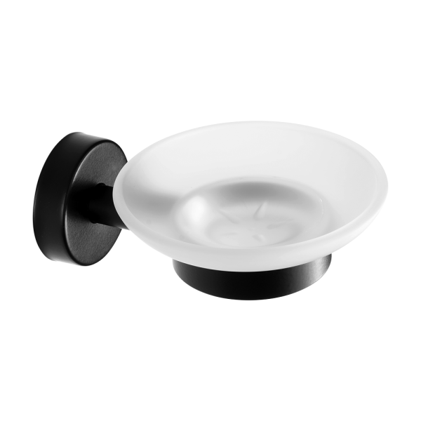 Sæbeholder i rustfrit stål / glas, sort mat finish