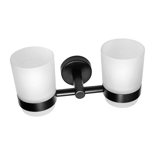 Dobbelt glas holder i rustfrit stål, sort mat finish