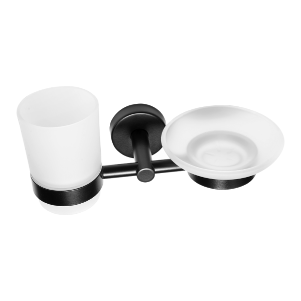 Holder i rustfrit stål til glas og sæbe, sort mat finish