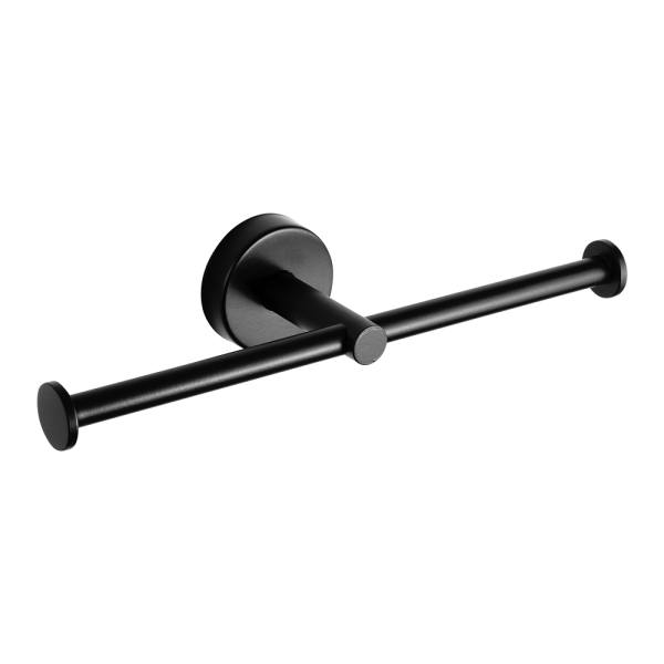 Dobbelt toiletpapirholder i rustfrit stål, sort mat finish