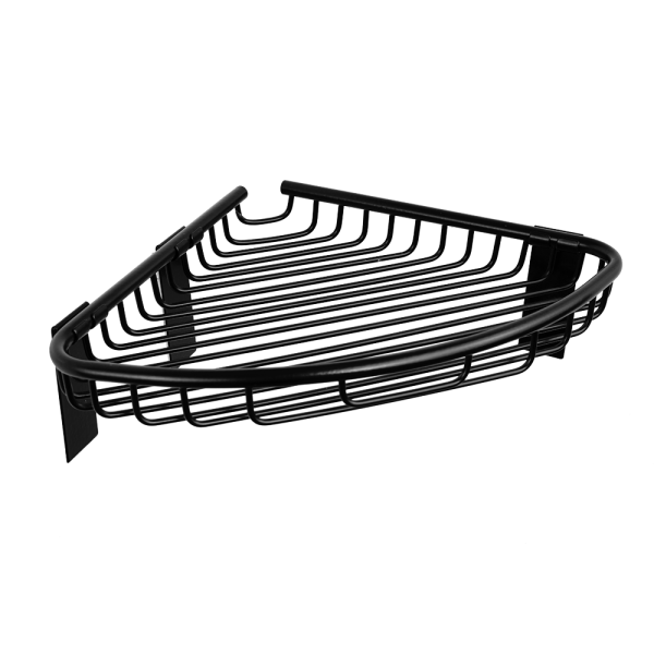 Hjørnehylde i rustfrit stål, sort mat finish