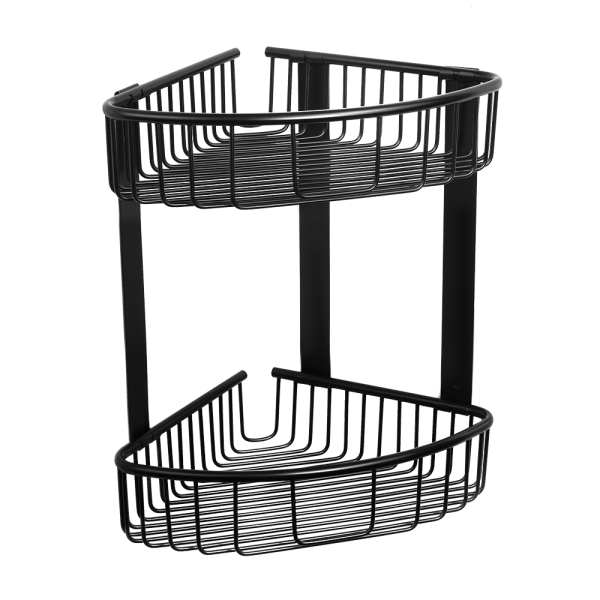 Dobbelt hjørnehylde i rustfrit stål, sort mat finish