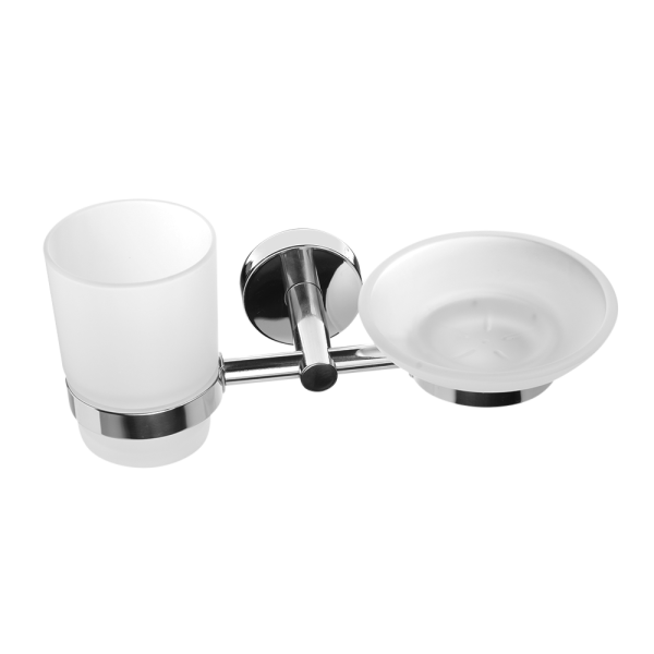 Holder i rustfrit stål til glas og sæbe, poleret finish
