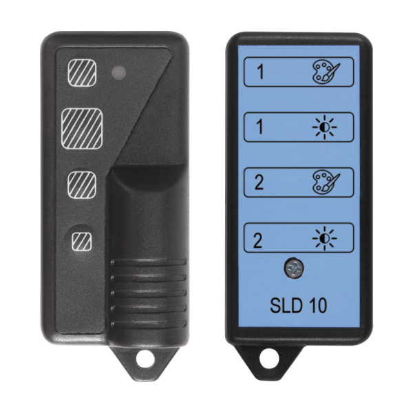 Fjernbetjening til justering af farve og intensitet på baggrundsbelysningen