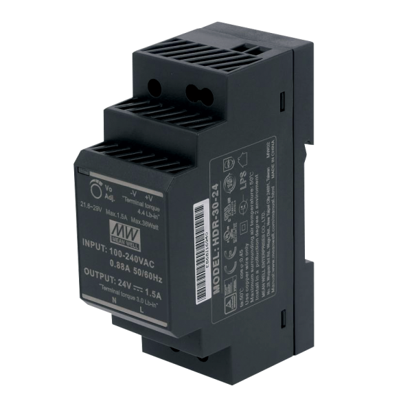 Ekstern strømforsyning 24 V DC til montering på DIN-skinne i tavle, 30 W