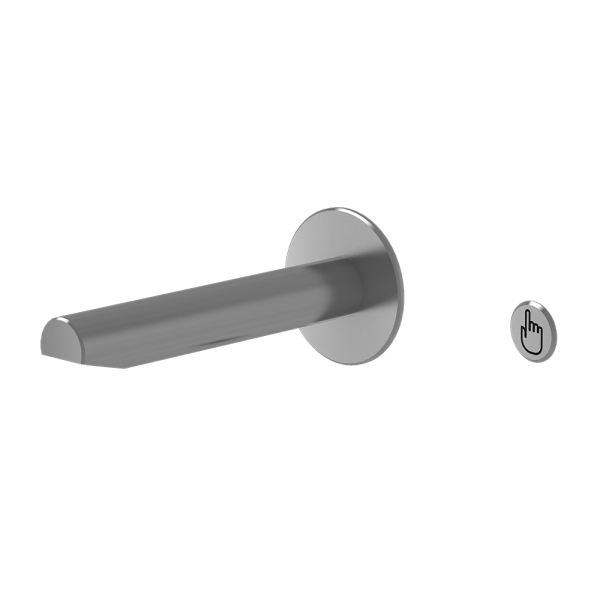 Sæt af vægmonteret håndvaskarmatur i rustfrit stål med piezo, til eftermontering, børstet, 6 V