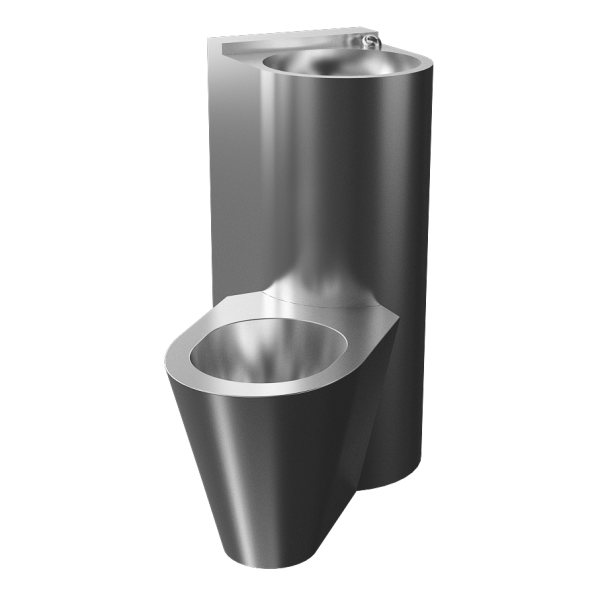 Hærværkssikret piezo hjørnekombinationsenhed, gulvstående toilet på venstre side