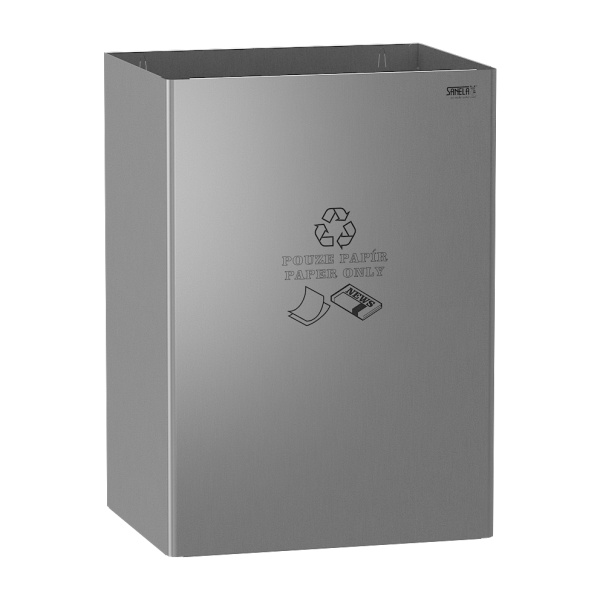 Affaldsspand i rustfrit stål, mærkning PAPER ONLY