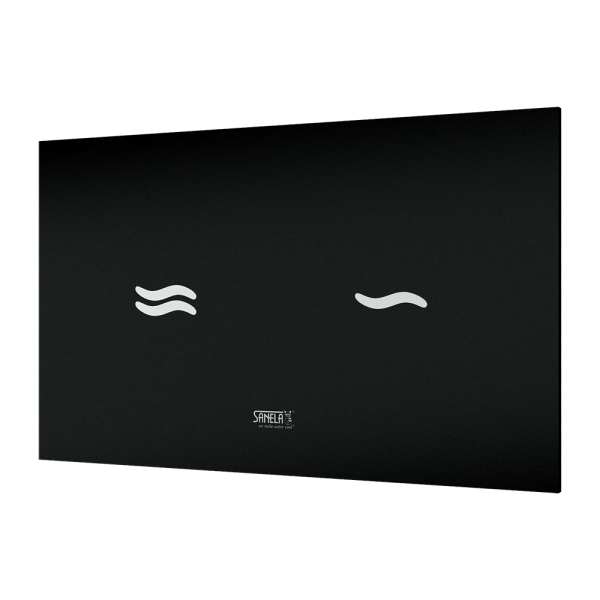 Elektronisk berøringsbetjent toiletskylleenhed, glasfarve REF 9005 sort, baggrundsbelysning hvid, 24 V DC