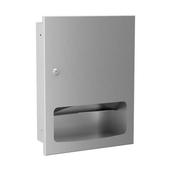 Rustfrit stål indbygget forsyningsboks til foldede papirhåndklæder, børstet