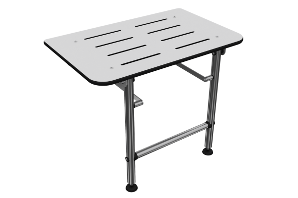 Brusesæde i rustfrit stål/HPL, vægmonteret, sammenklappeligt