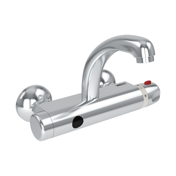 Vægmonteret termostatisk blandingsbatteri, vandtilslutning 150 mm, 9 V