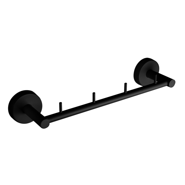Stainless steel hanger with four hooks, black matt