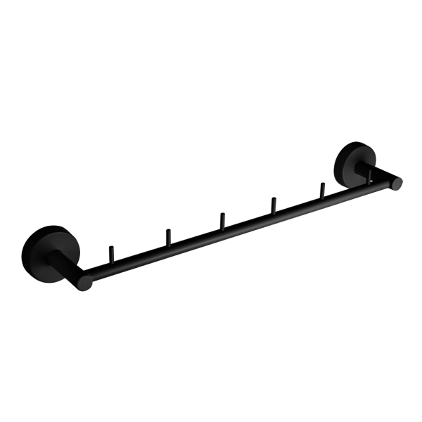 Bøjle i rustfrit stål med seks kroge, sort mat