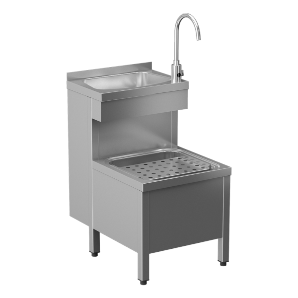 Komposit fritstående vask i rustfrit stål med håndvask med SLU 08LND, 24 V DC